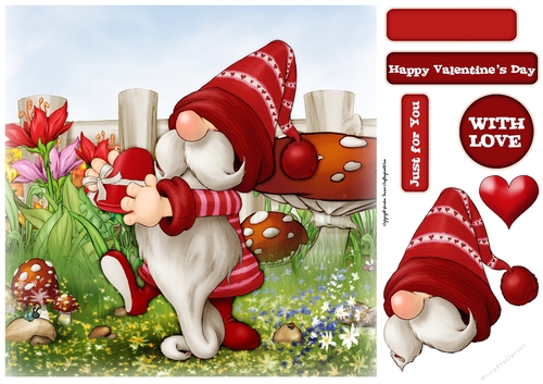 Valentines Day Gnome Choc Box 8x8 Quick Card