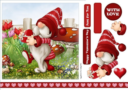 Valentines Day Gnome Choc Box 7x7 Quick Card