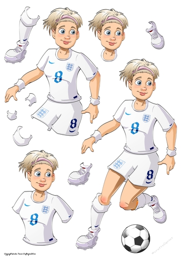 Womens Football Dudess White Strip Decoupage Sheet