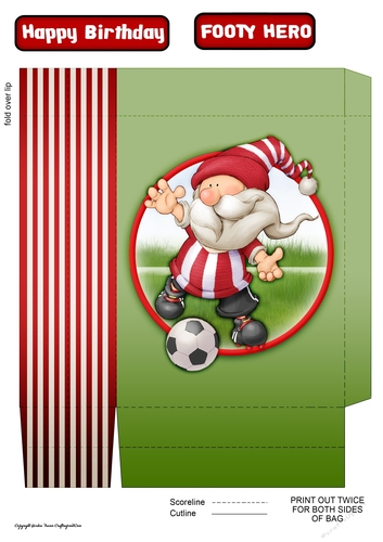 Football Gnome Red and White Stripes Mini Gift Bag