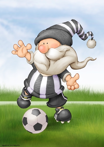 Football Gnome Black and White Stripes A4