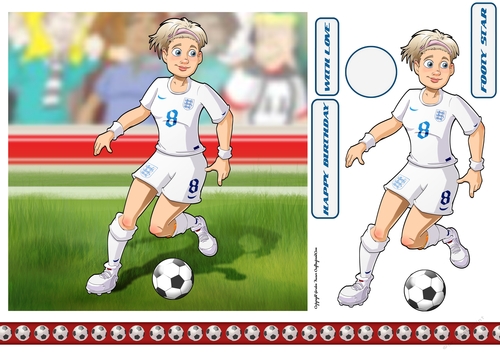 Womens Football Dudess White Strip 7x7 Quick Card