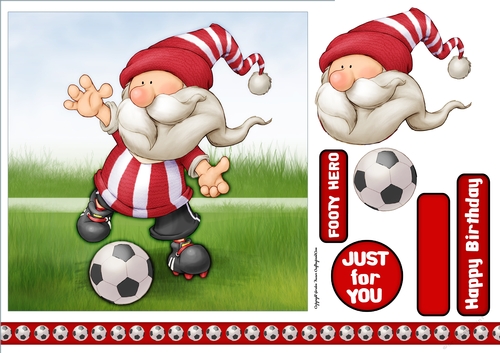 Football Gnome Red and White Stripes 7x7 Quick Card