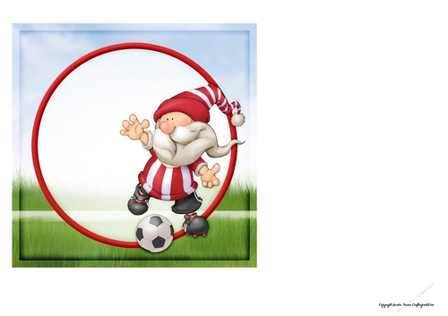 Football Gnome Red and White Stripes 7x7 Quick Card Insert