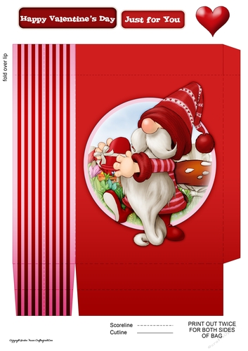 Valentines Day Gnome Choc Box Mini Gift Bag
