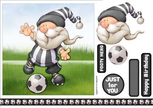 Football Gnome Black and White Stripes 7x7 Quick Card