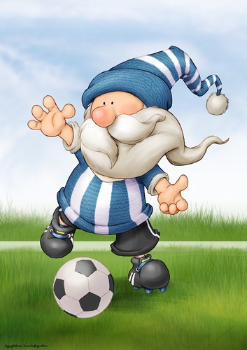 Football Gnome Blue and White Stripes A4