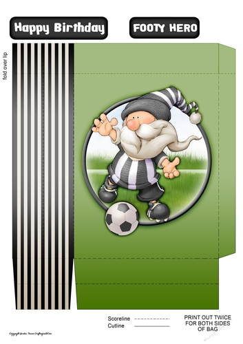 Football Gnome Black and White Stripes Mini Gift Bag