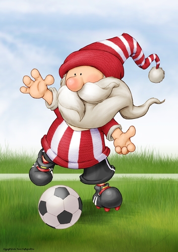 Football Gnome Red and White Stripes A4