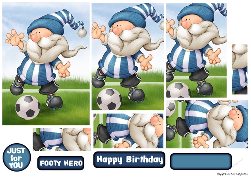 Football Gnome Blue and White Stripes Pyramid