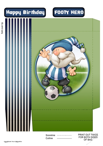 Football Gnome Blue and White Stripes Mini Gift Bag
