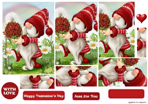 Valentines Day Gnome Flowers Pyramid