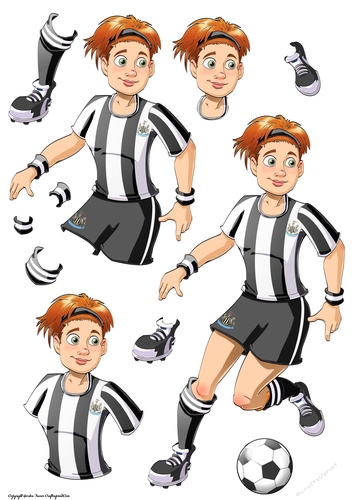 Womens Football Dudess Black and White Strip Decoupage Sheet