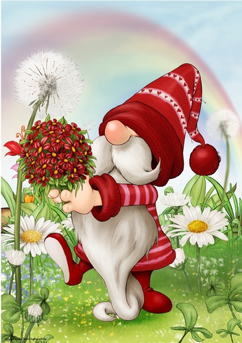 Valentines Day Gnome Flowers A4