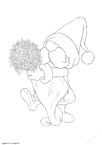 Valentines Day Gnome Flowers Digital Stamp