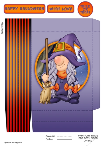 Halloween Gnome Witch Mini Gift Bag