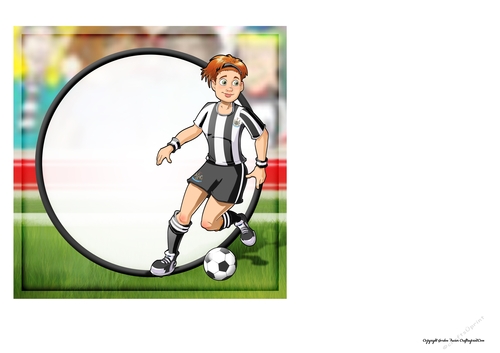 Womens Football Dudess Black and White Strip 7x7 Quick Card Insert