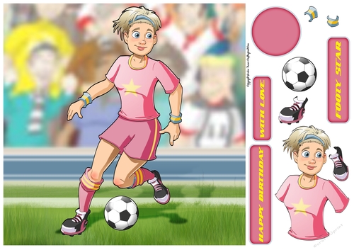Womens Football Dudess Pink Strip 8x8 Quick Card