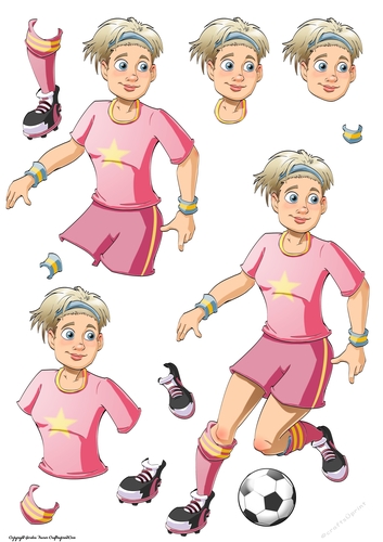 Womens Football Dudess Pink Strip Decoupage Sheet
