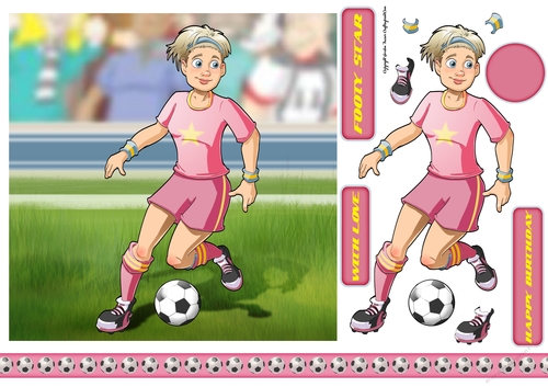 Womens Football Dudess Pink Strip 7x7 Quick Card