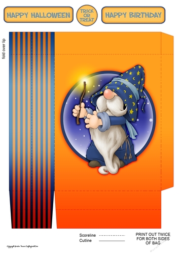 Halloween Wizard Gnome Mini Gift Bag
