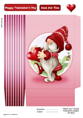 Valentines Day Gnome Heart Mini Gift Bag