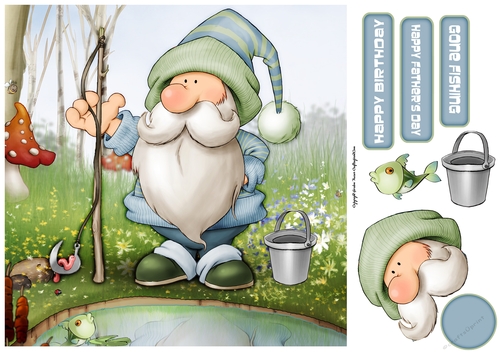 Fishing Gnome 8x8 Quick Card
