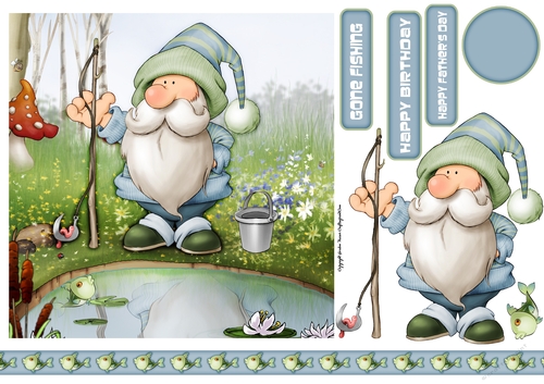 Fishing Gnome 7x7 Quick Card