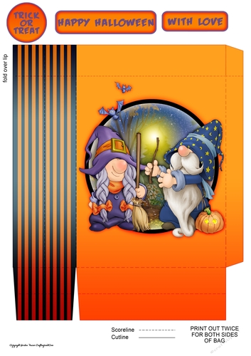 Halloween Witch and  Wizard Gnome Mini Gift Bag