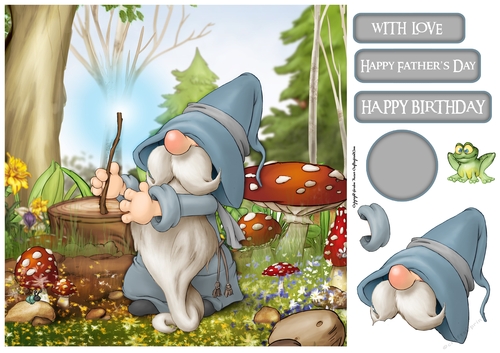 Grey Wizard Gnome 8x8 Quick Card