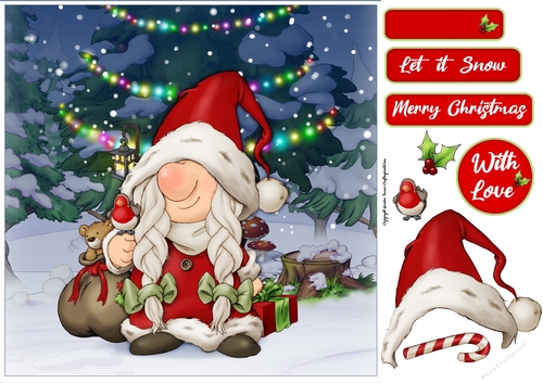 Mrs Christmas Gnome 8x8 Quick Card