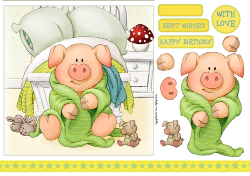 Pigs in Blankets Tootsie 7x7 Quick Card