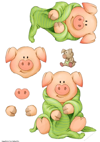 Pigs in Blankets Tootsie Decoupage Sheet