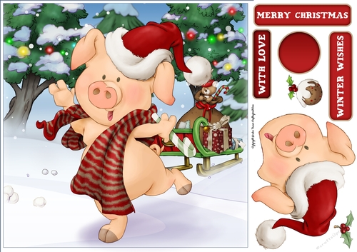 Pigs in Blankets Pip Christmas 8x8 Quick Card