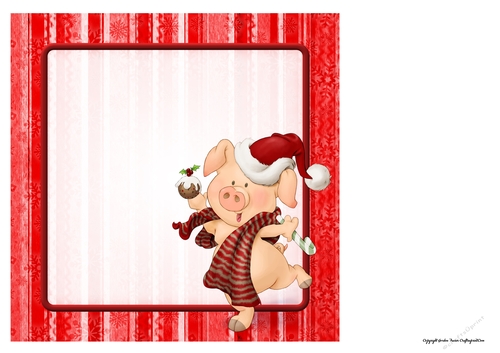 Pigs in Blankets Pip Christmas 8x8 Quick Card Insert