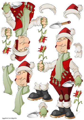 Christmas Gardening Dude Decoupage Sheet