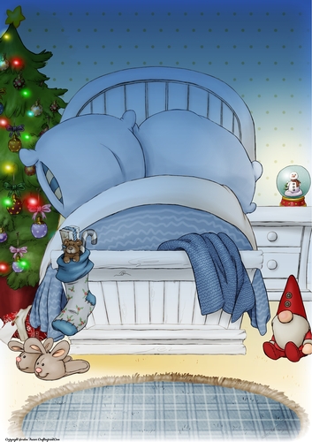 Christmas Cute Bedroom Night Scene