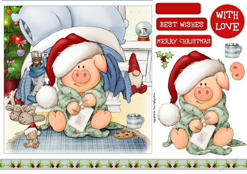 Pigs in Blankets Tootsie Christmas 7x7 Quick Card