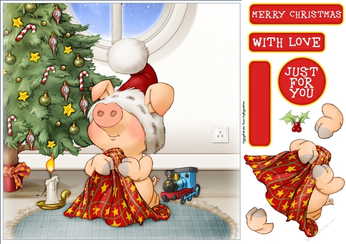 Pigs in Blankets Truffle Christmas 8x8 Quick Card