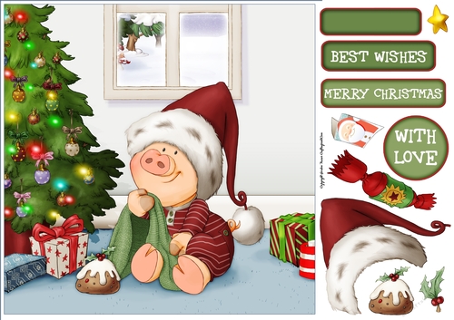 Pigs in Blankets Pumpkin Christmas 8x8 Quick Card