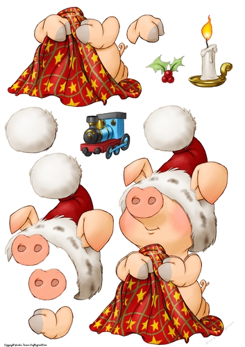 Pigs in Blankets Truffle Christmas Decoupage Sheet