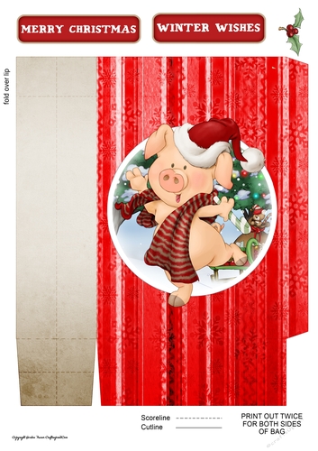 Pigs in Blankets Pip Christmas Mini Gift Bag