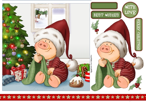 Pigs in Blankets Pumpkin Christmas 7x7 Quick Card