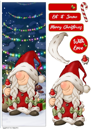 Mrs Christmas Gnome Large Vertical DL