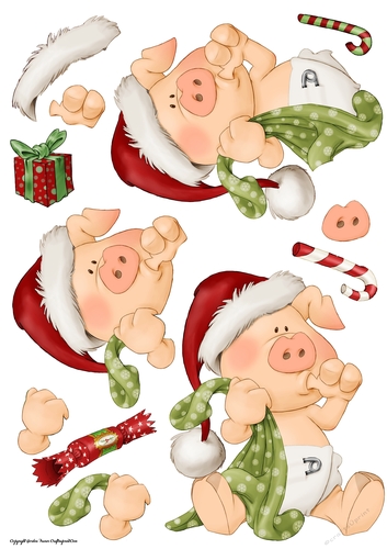 Pigs in Blankets Pod Christmas Decoupage Sheet