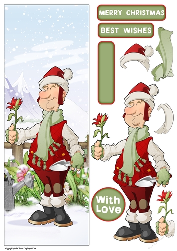 Christmas Gardening Dude Large Vertical DL