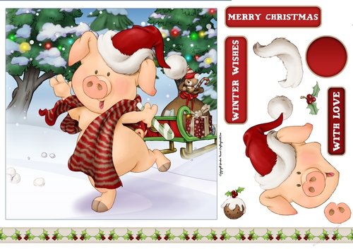 Pigs in Blankets Pip Christmas 7x7 Quick Card