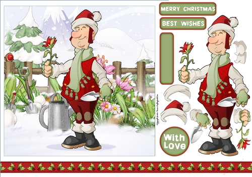 Christmas Gardening Dude 7x7 Quick Card Front