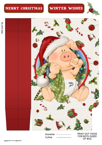 Pigs in Blankets Pod Christmas Mini Gift Bag