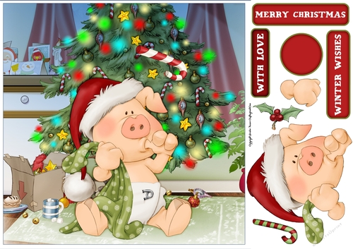 Pigs in Blankets Pod Christmas 8x8 Quick Card Front